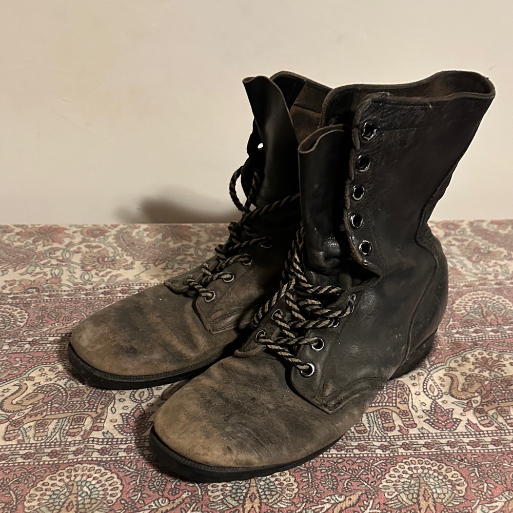 Combat Military Vintage Black Leather Jumper Boots